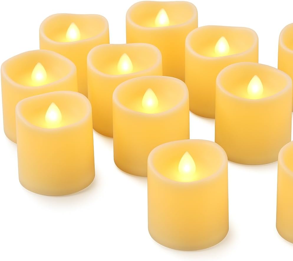 60 Pieces LED Tealight Candles (Realistic Electric Fake Tealight for Wedding Décor – 5x7cm – Flickering LED Candle Lights for Home & Table Decorations – Pack of 12)