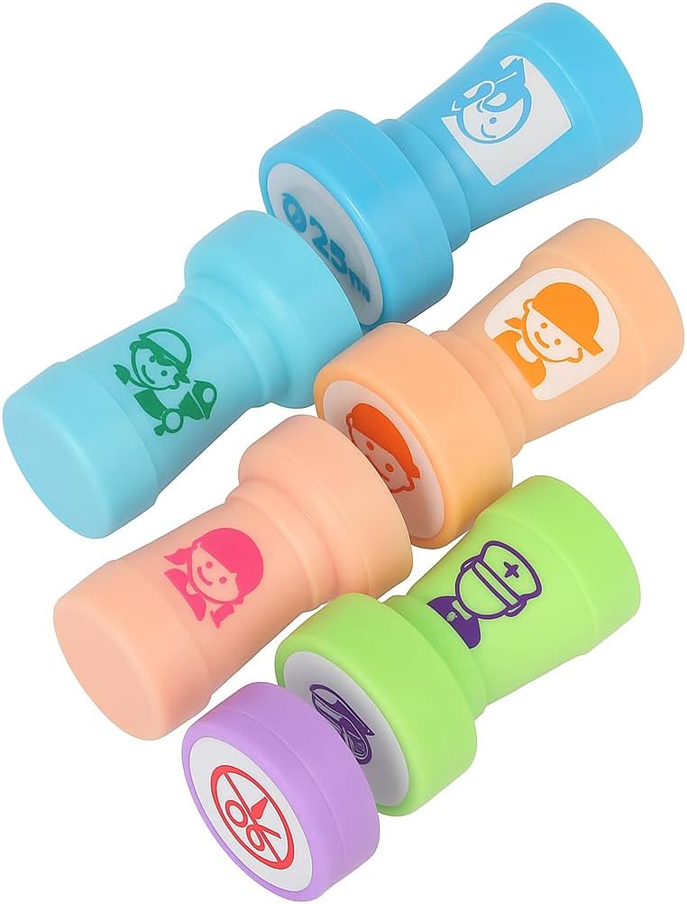 120 Pieces 6 Assorted Character Stamps (25mm Size for Crafting and Creativity)