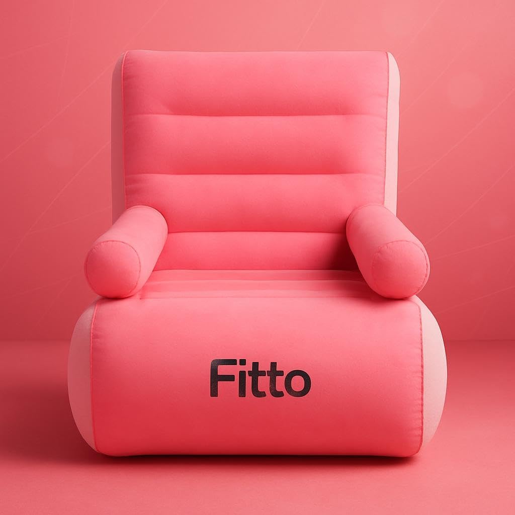 Indoor & Outdoor Inflatable Deluxe Lounge Chair with Armrest – Soft Plush Fabric Seating, Ideal for Home, Camping, Gaming, Picnics, Festivals (Pink)