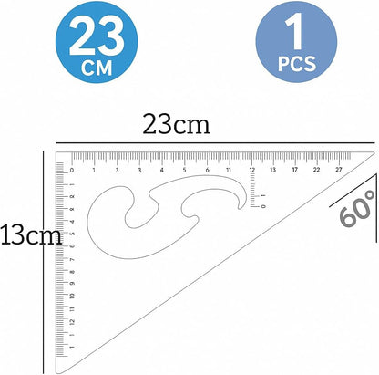 Plastic Ruler 23cm x 13cm, Durable Measuring Tool for School, Office, and Home Use