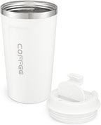 96 Pieces White Coffee Mugs with Lid (380ml Double Wall Insulated Stainless Steel Mug – Travel-Friendly – Leak-Proof Coffee Cup for Hot & Cold Beverages – BPA-Free – Spill-Resistant Mug for Office – Home)