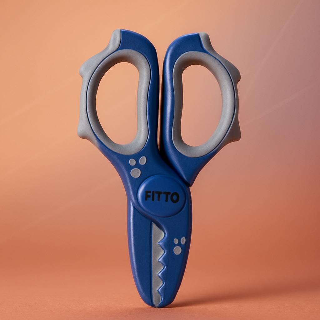 Safety Scissors for Kids – Stainless Steel Blades with Soft Grip Handle, Plastic Safety Cap, Ideal for School and Craft Use, Safe Craft Scissors for Children