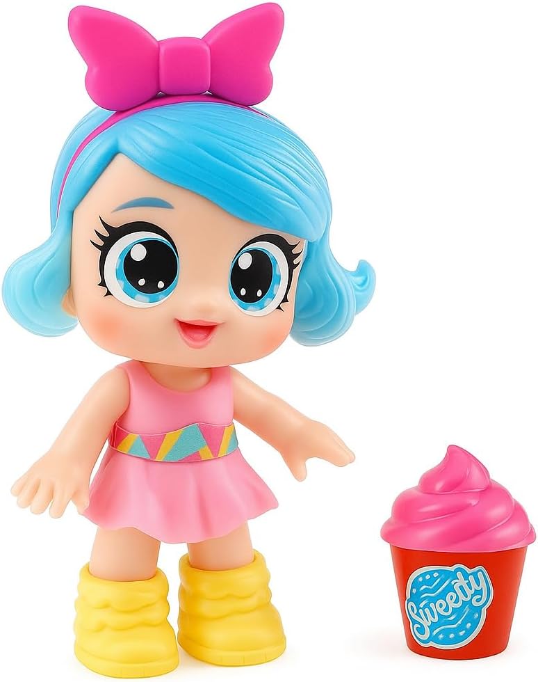 72 Pieces pretty stylish modern dolls with yellow boots (large blue eyes – Dolls blue hair with battery – singing doll toy ice cream blind box surprise 12-inch toy for girls)