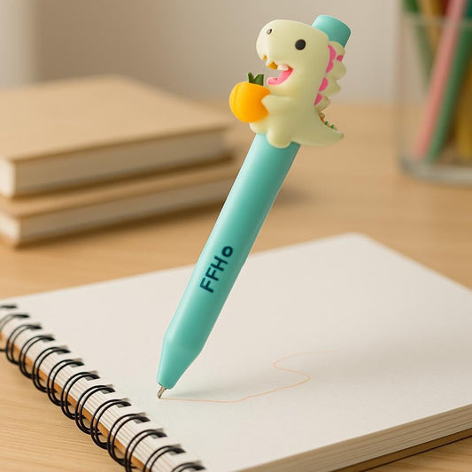 0.7mm Fancy Gel Pen 14.5cm Dinosaur Design Assorted Colors, Pack of 4