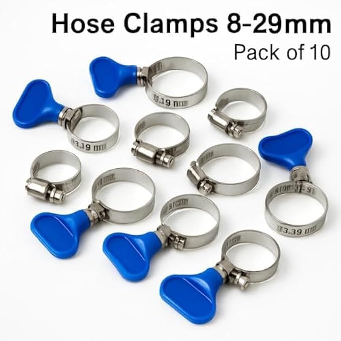120 Pieces Adjustable Hose Clamps (8-29mm Pack of 10 - Hose Clips for Pipe – Tubing – Automotive – Plumbing – Garden Repairs)