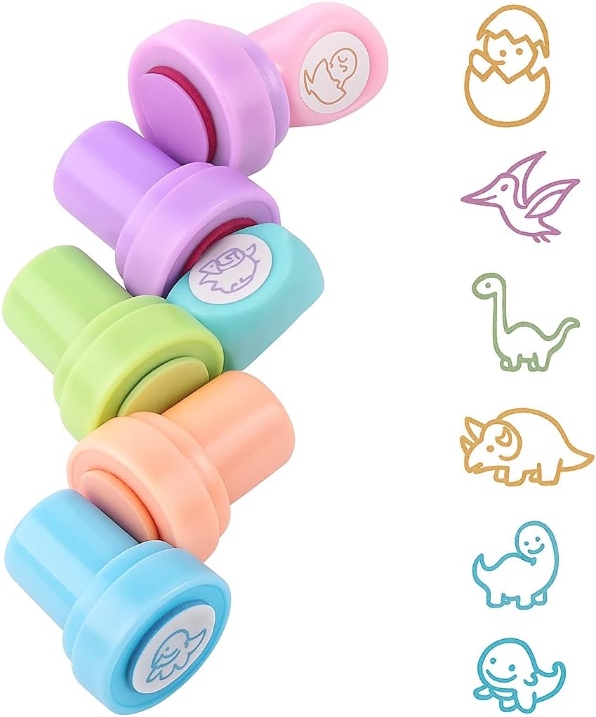 120 Pieces 6 Pieces Assorted Dinosaur Stamps (25mm)