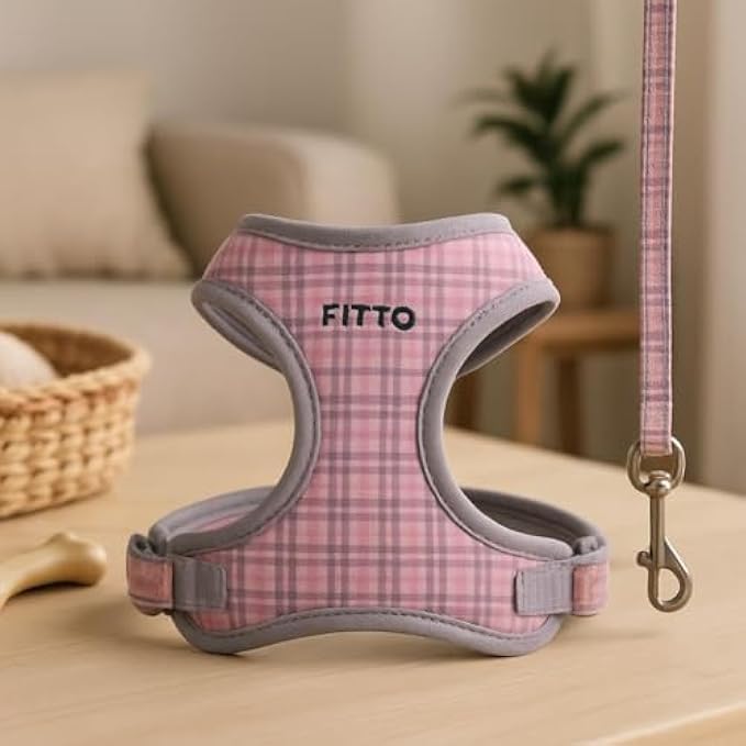 Dog Harness and Lead Set Size L 29.5x22 cm Adjustable Padded Vest Harness with Matching Leash for Pets