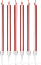 240 Pieces 6Pcs Long Thin Birthday Candles for Cake with Stand (Pink – Cake Decorations – Party Supplies – Cake Toppers – 13cm)