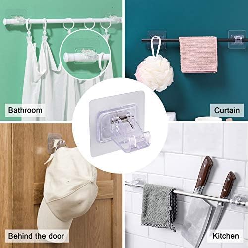 120 Pieces Nail-Free Adjustable Rod Holders (Transparent & White – PVC – 6×6 cm – Pack of 4)