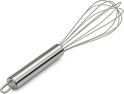Stainless Steel Egg Beater Hand Whisk Mixer - Heavy Duty Manual Whisk for Baking, Cooking, Beating Eggs, Mixing Batter, Durable Ergonomic Handle