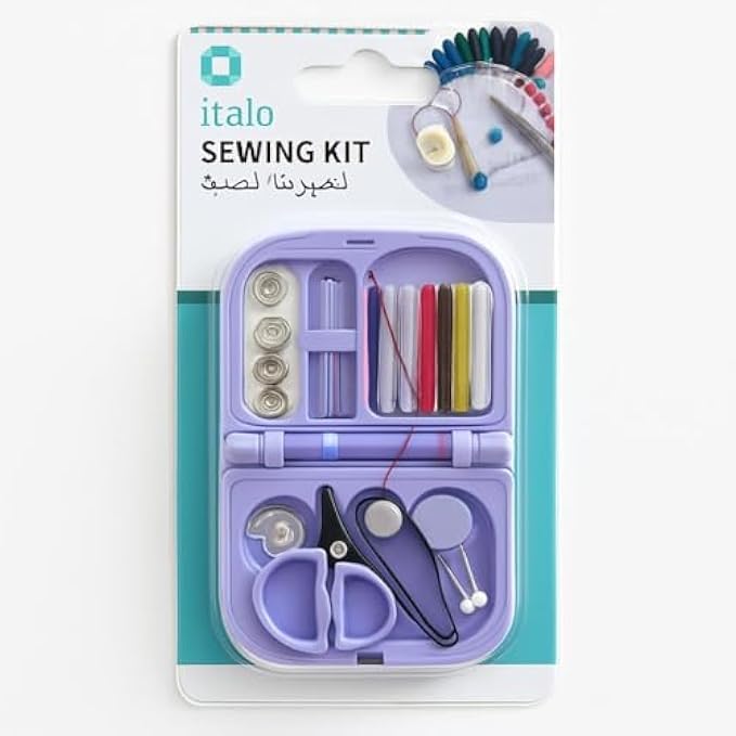 Small Sewing Kit – Portable Travel Mending Repair Kit with Needles, Threads, Scissors, Buttons, Thimble