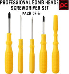 96 Pieces 6-Piece Bomb Headed Screwdriver Set - 6pcs Flathead Phillips Round Head Screwdrivers for Home Automotive Electronics