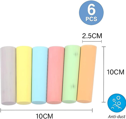 Assorted Chalk Sticks 6 Pack, 2.5cm x 10cm, Multicolor Chalk for Blackboard, Art, Craft, School Supplies
