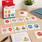 120 Pieces Traffic and Safety Signs Flash Cards (36-Piece Educational Road Sign Learning Set with Bright Illustrations and Portable Storage Box)