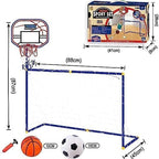 96 Pieces 2-in-1 Outdoor Sports Play Set: Basketballs (Football Combo for Versatile Backyard Fun)