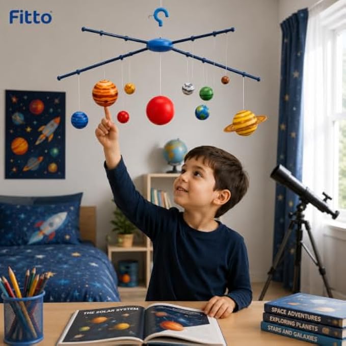 72 Pieces Solar System Hanging Models (9-Piece Sun and Planets Mobile with Hook – Colorful Educational Room Decor for Home and Classroom)