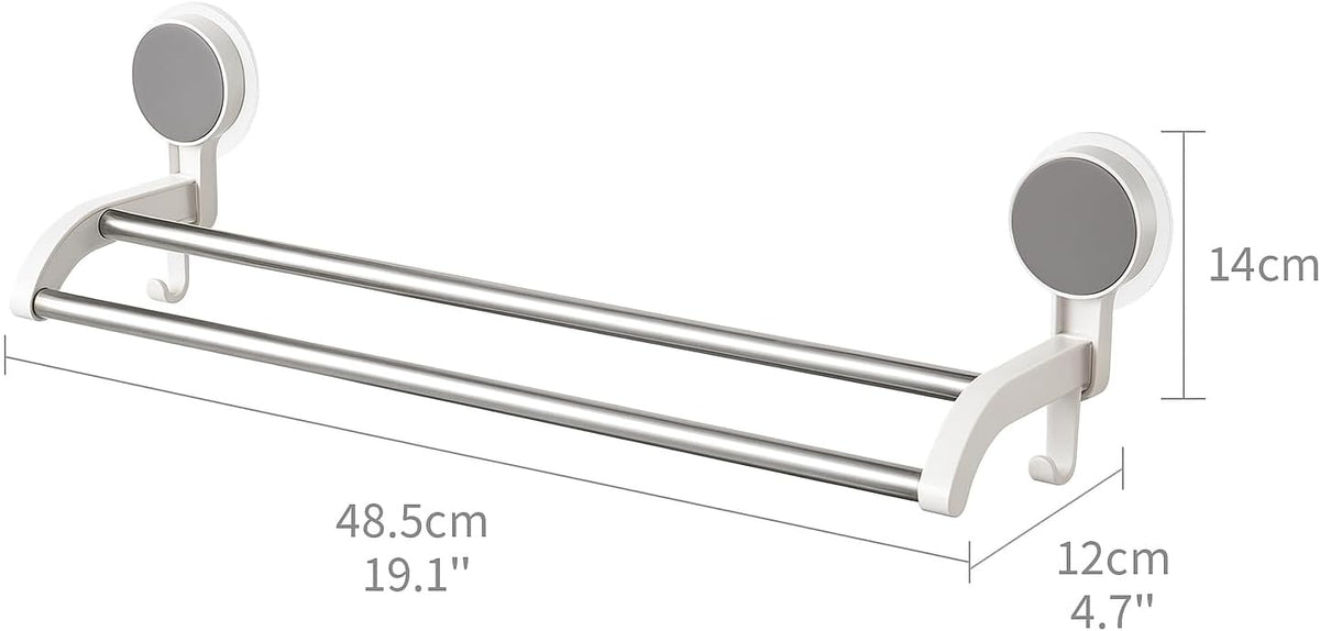 96 Pieces Bathroom Towel Bars with 2 Stainless Steel Poles (No Drilling – Bearing Weight 6.6 Lbs – Towels Hanger – Laundry Hook – Kitchen Rack – White)