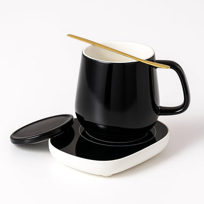 Coffee Mug Warmer with Mug, Electric Mug Warmer for Desk with Auto Shut-Off – Perfect for Keeping Coffee, Tea, Milk Warm, Compact Design, Includes Cup & Spoon – Ideal Gift for Home & Office