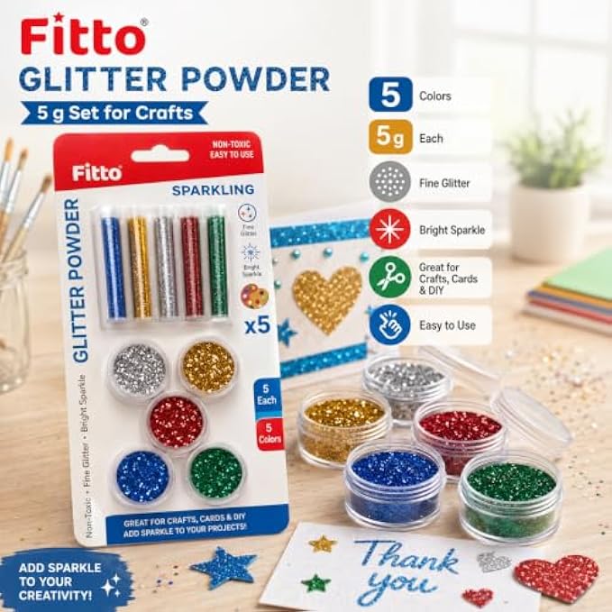 120 Pieces Glitter Powder and Sequin Sets (10-Piece Assorted Colors – 5 g Each for Cards – Crafts – Decorations and DIY Art Projects)