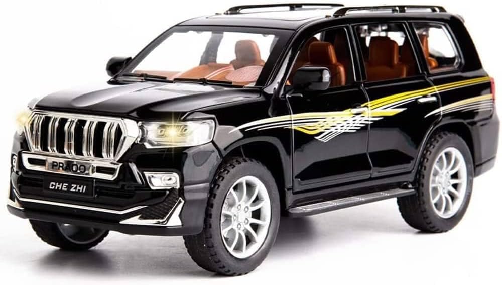 72 Pieces 1:32 Scale Mitsubishi Pajero SUV Metal Car Toys with Sound & Light for Children (Black – Die-cast Toy Car – Realistic Features – Durable – Perfect for Kids – Gift for Boys and Girls)