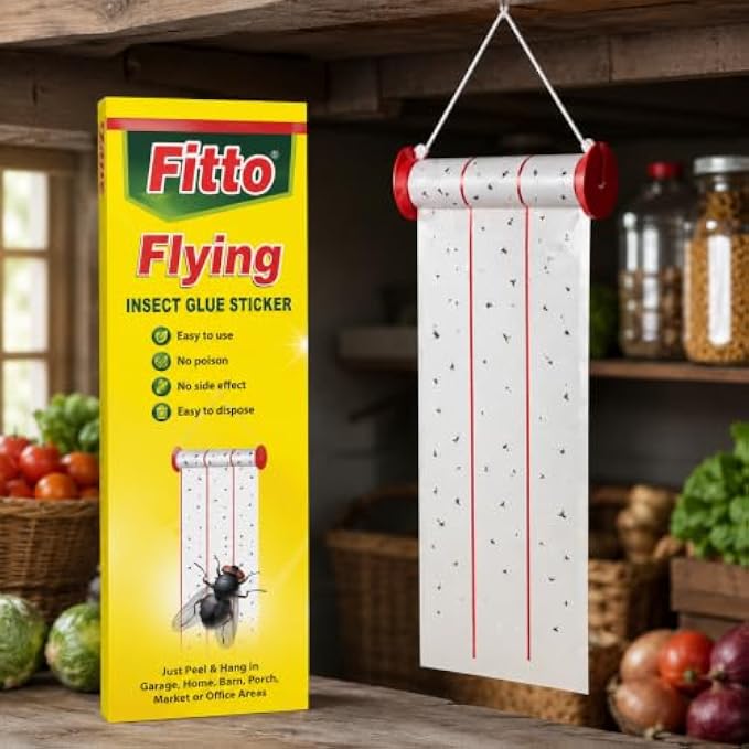 96 Pieces Hanging Flying Insect Glue Trap Rolls (Indoor Adhesive Fly Catcher with String for Home – Kitchen and Office – White and Red)