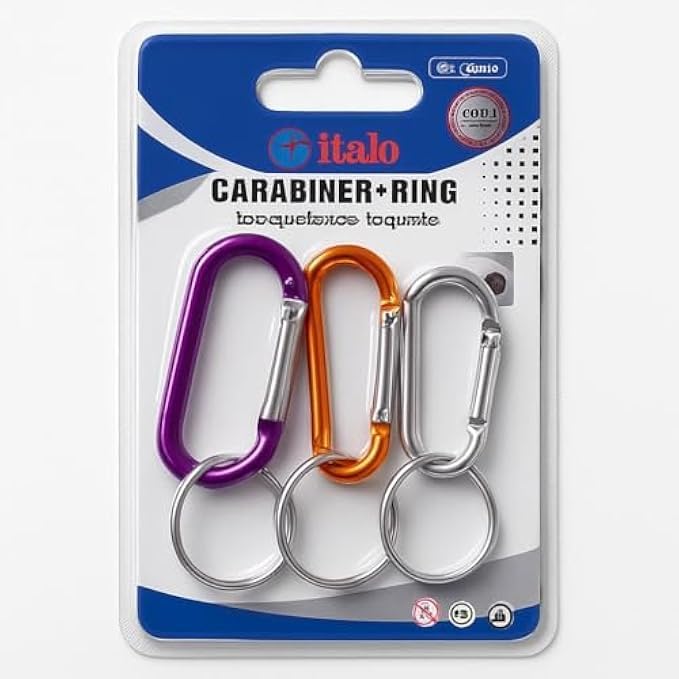 120 Pieces Carabiner Keychains with Split Ring Pack of 3 (Aluminum Snap Hook Key Rings for Keys – Bags – Backpacks – Travel & Outdoor Accessories)