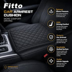 72 Pieces Car Armrest Cushions (Black Quilted Center Console Pad with Soft Padding and Protective Cover for Cars – SUVs and Vans)