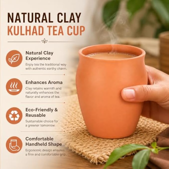 120 Pieces Natural Clay Kulhad Tea Cups (Reusable Earthen Chai Cup for Tea – Coffee and Traditional Beverage Serving – Terracotta)
