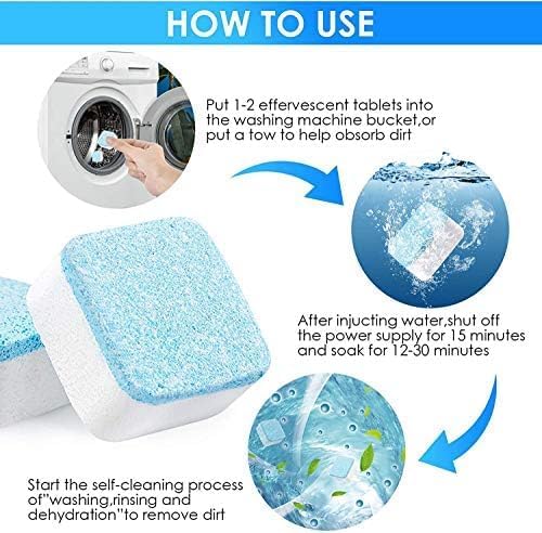 96 Pieces Washing Machine Cleaners (12 Deep Cleaning Tablets – Front and Top Load)