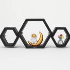 48 Pieces Hexagon Wall Shelves Set of 3s (Black Floating Shelves for Home Decor)