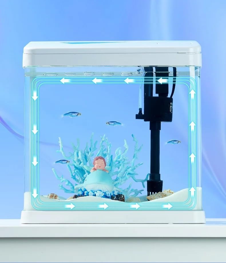 48 Pieces Aquarium -s (30 Litre Capacity – 38 x 32.4 x 42.5 cm – Full Set Table Top Fish Tank with Energy-Saving Colorful LED Light – Top Water Filter – Air Blower – and Feeding Hole – Perfect for Small Fish – Shrimp – and Aquatic Decor in Home or Office)