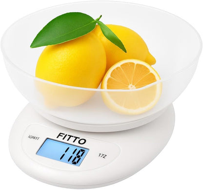 Digital Kitchen Scale – Portable 11lb/5kg Ultra-Slim Design – Includes Removable Bowl for Precision Weighing – Perfect for Cooking, Baking, and Meal Prep