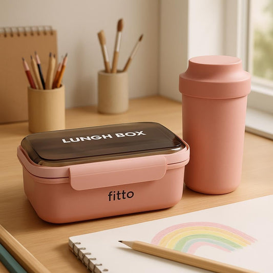 Lunch Box with Bottle Set - Pink, Kid-Friendly Meal Container