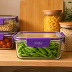 96 Pieces 800ml Glass Food Storage Containers with 4-Side Locking Clips (Leak-Resistant Lid – Clear Stackable Kitchen Storage Box for Meal Prep and Leftovers – Purple)