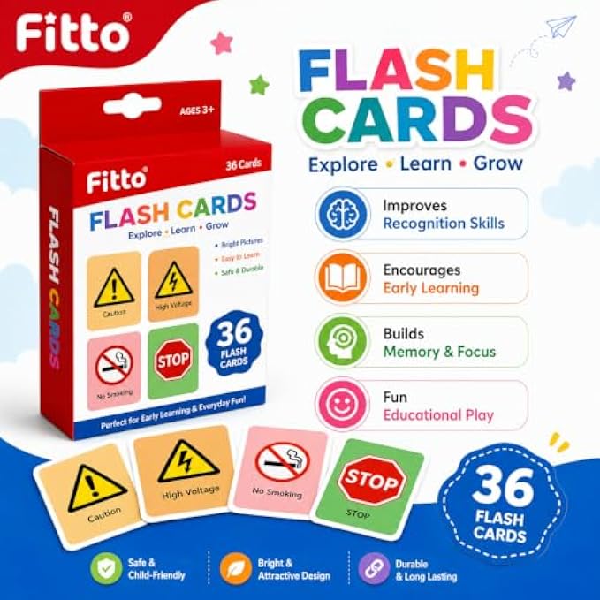 120 Pieces Traffic and Safety Signs Flash Cards (36-Piece Educational Road Sign Learning Set with Bright Illustrations and Portable Storage Box)