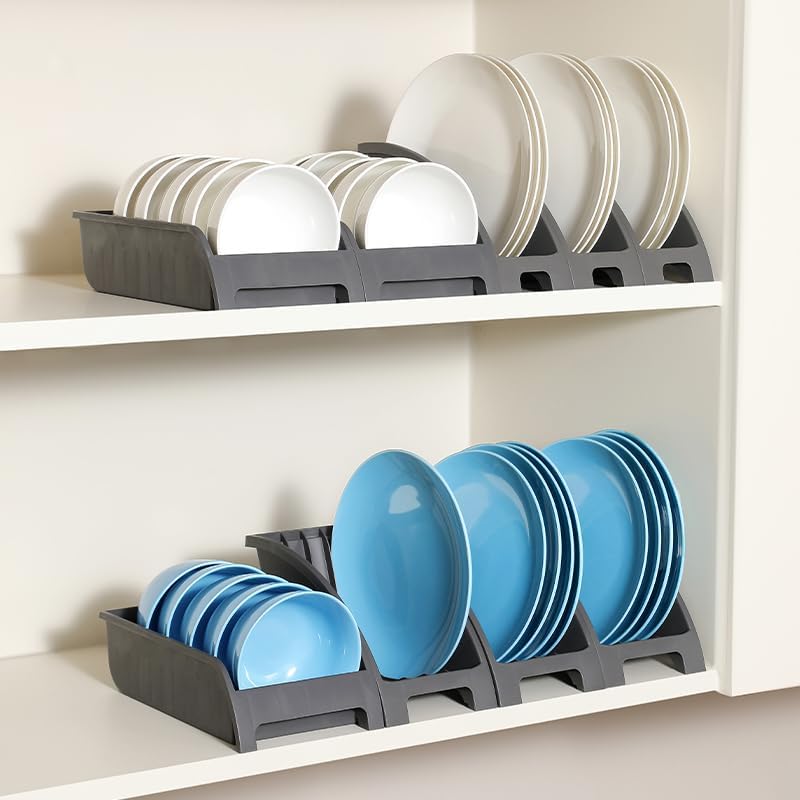 144 Pieces Bowl and Dish Storage Racks (Horizontal Design – Gun Grey – 25.5cm x 14cm x 7cm)