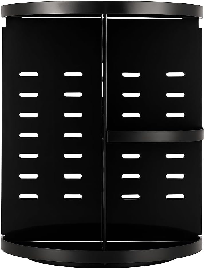 72 Pieces Makeup Organizers (Rotating Vanity Organizer and Storage Box – 360 Spinning Holder – For Bathroom – Fits Makeup Brushes – Lipsticks – Round – Black Circle)