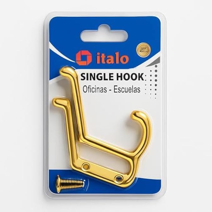 Brass Plated Robe Hook Pack of 2 - Wall-Mounted Towel Hook, Coat Hook, Bathroom Hook, Robe Hanger