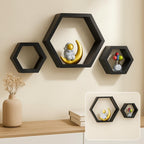 48 Pieces Hexagon Wall Shelves Set of 3s (Black Floating Shelves for Home Decor)