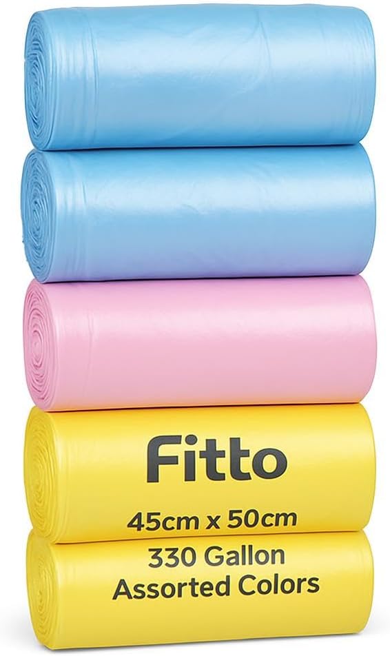 120 Pieces 50x40cm Garbage Bags (330 Gallon – Assorted Colors – Pack of 5)