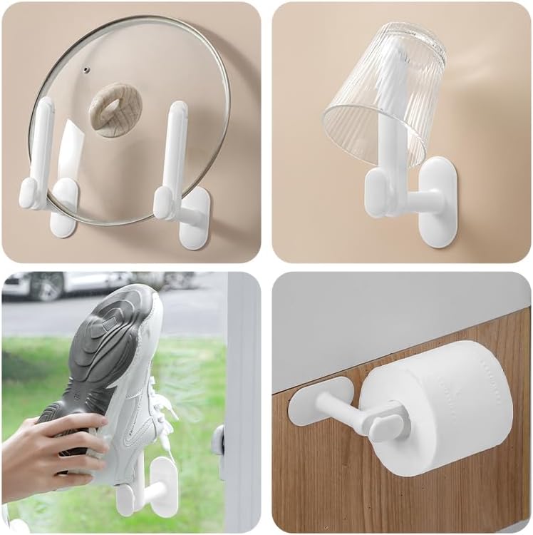 L-Shaped Rotating Multifunctional Hook – Adjustable Swing Arm – White