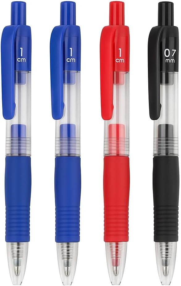 4 Pieces Ball Point Gel Pens, 0.7mm, 11cm, Assorted Colors