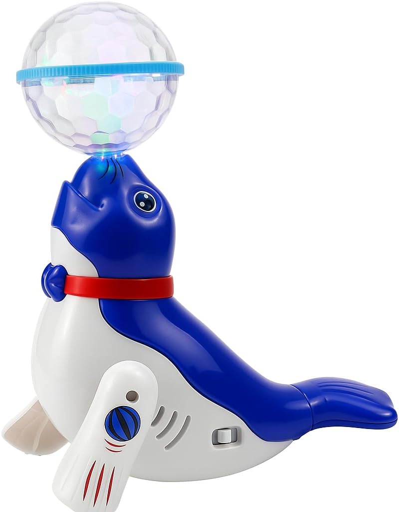 96 Pieces New Top Ball Sea Lion Dolphin Electric Popular Toys Children's Universal Rotating Light Music Projection Dancing Children's Toys