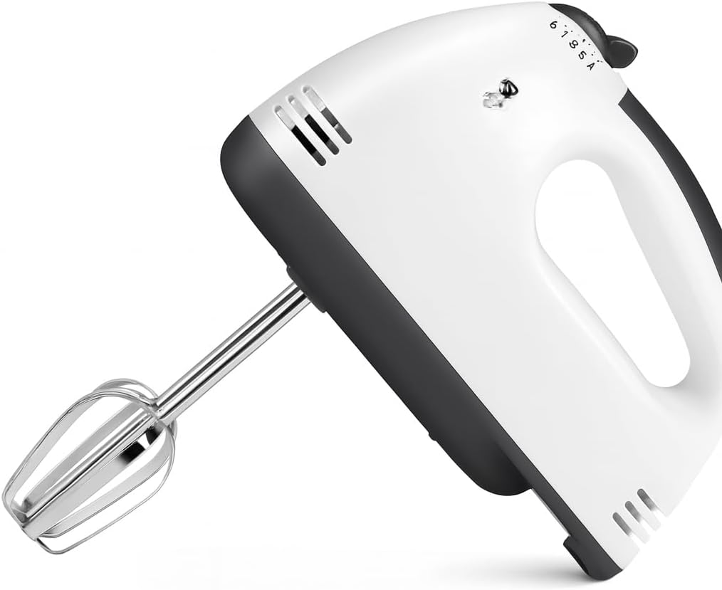 96 Pieces Electric Hand Mixer 7-Speeds (Powerful Handheld Mixer with Turbo Boost – Lightweight and Ergonomic Design – White – Perfect for Baking – Whipping – Mixing and Beating)