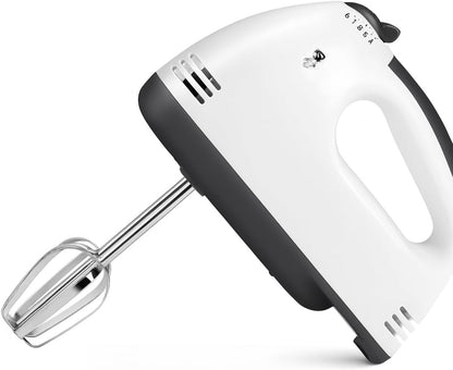 Electric Hand Mixer 7-Speed, Powerful Handheld Mixer with Turbo Boost, Lightweight and Ergonomic Design, White – Perfect for Baking, Whipping, Mixing and Beating