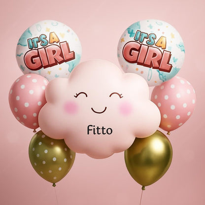 It's a Girl Balloons Set 8 Pieces per Card | Party Decorations, Birthday Supplies, Kids Event Accessories