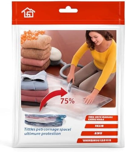 Vacuum Storage Bags for Clothes - Reusable Vacuum Seal Compression Bags Space Saver for Bedding Blankets Towels Travel