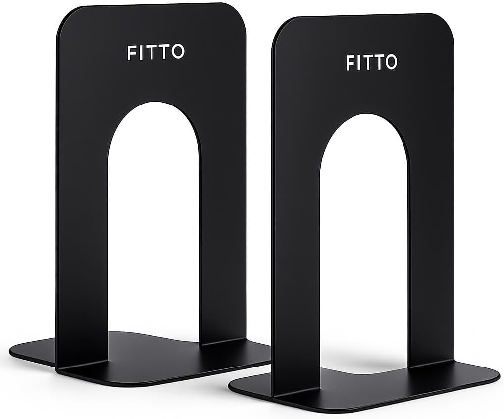 96 Pieces 2 Pieces Black Bookends (17x12.6cm for Books and Home Office Decor)