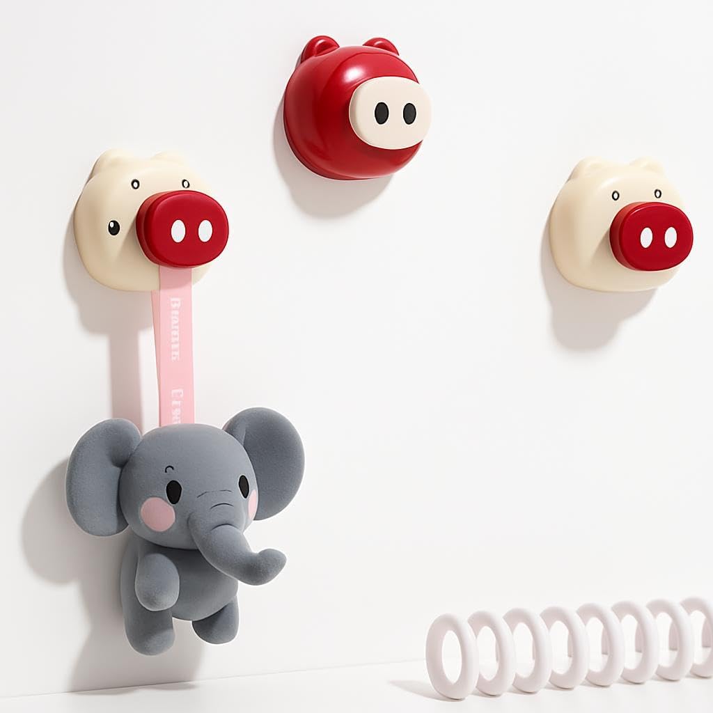 144 Pieces Cartoon Suction Cup Hooks (Fun Cream & Red Design - Pack of 2)