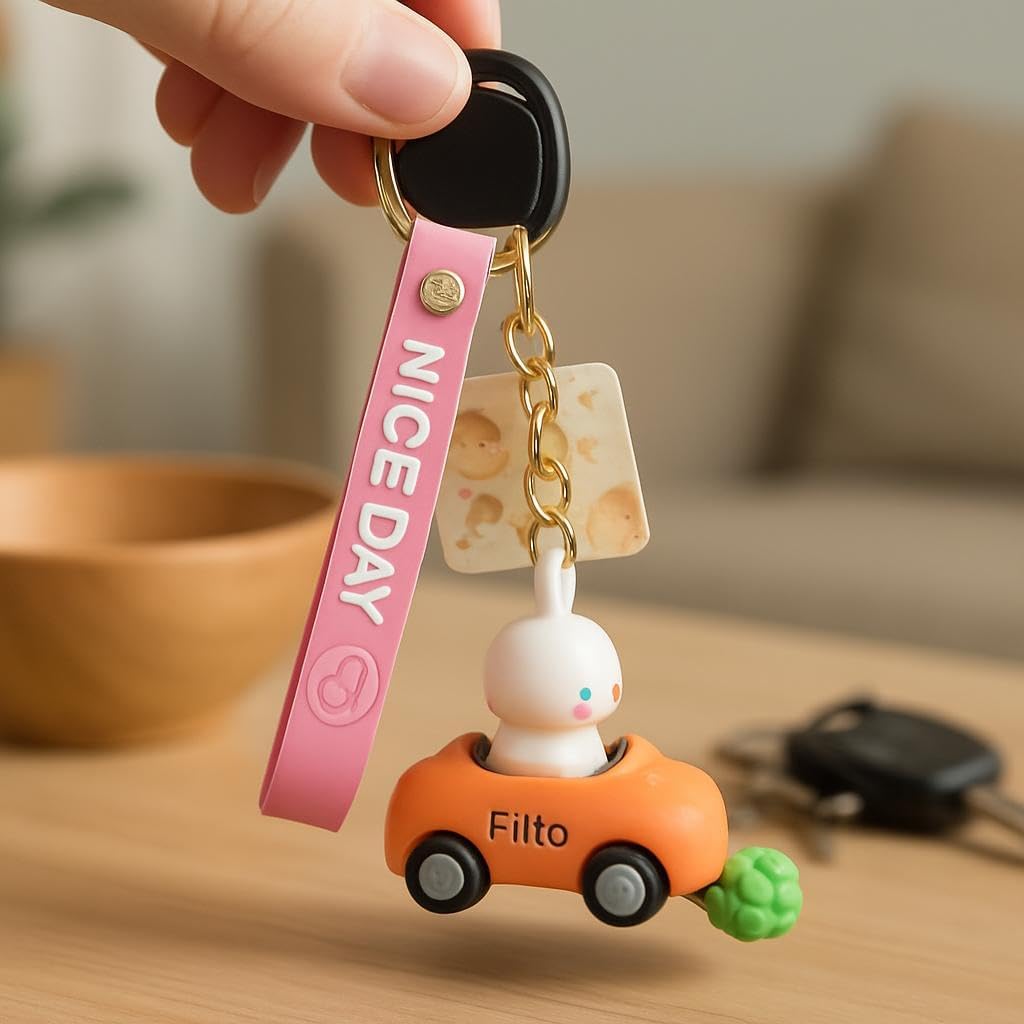 144 Pieces Cute Orange Animal Car Keychains
